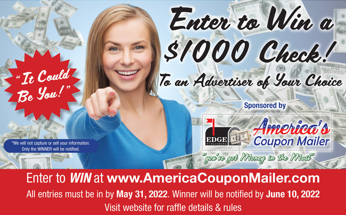 $1000 Raffle Contest Americas Coupon Mailer